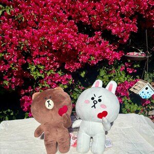 Adorable Couple Plush Set - Cute Teddy Bear and Angry Blushing Bunny